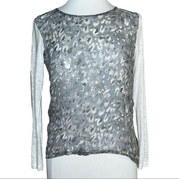 GENERATION LOVE Linen Slub Knit & Silk Overlay Long Sleeve Top - Picture 1 of 9